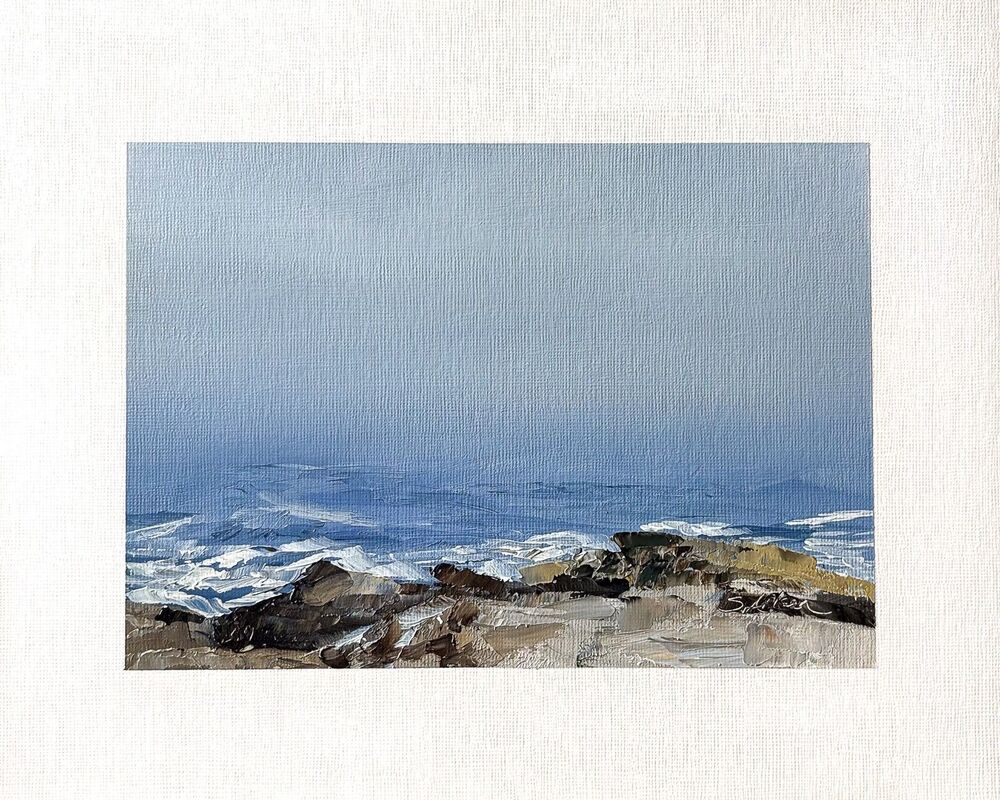 8x10 Maine Original Oil Landscape Painting Impressionist Ocean Rocks Art Signed